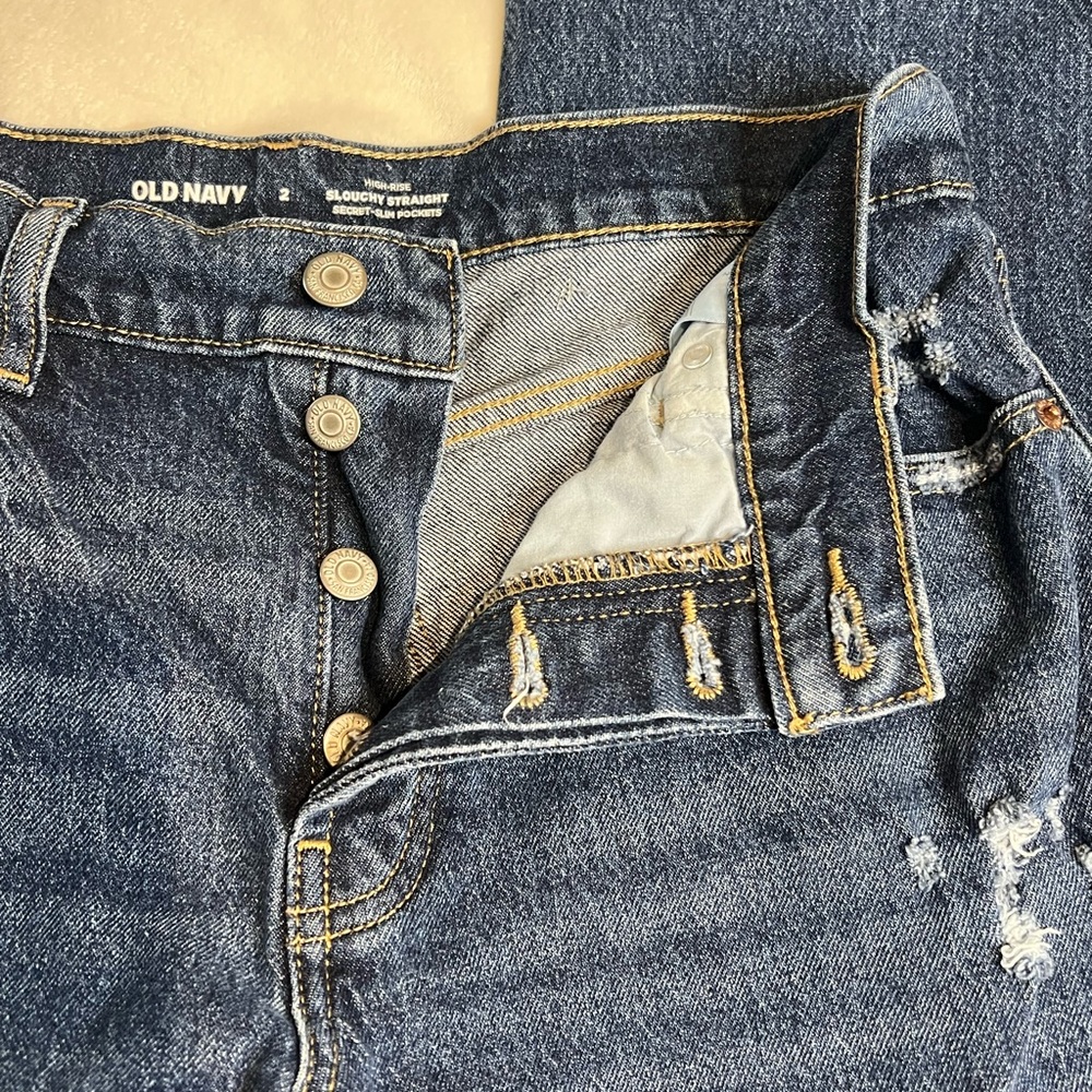 ✨3 for $10✨ OLD NAVY High Rise Slouchy Straight Secret-Slim Pockets Size 2 - Picture 2 of 14